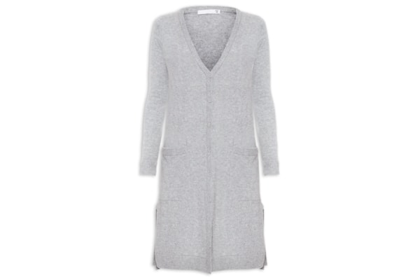 Cardigan Feminino Longo Puro Cashmere - Cinza
