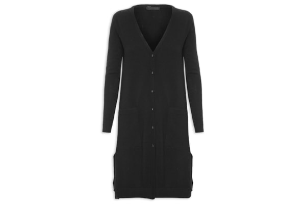Cardigan Feminino Longo Puro Cashmere - Preto