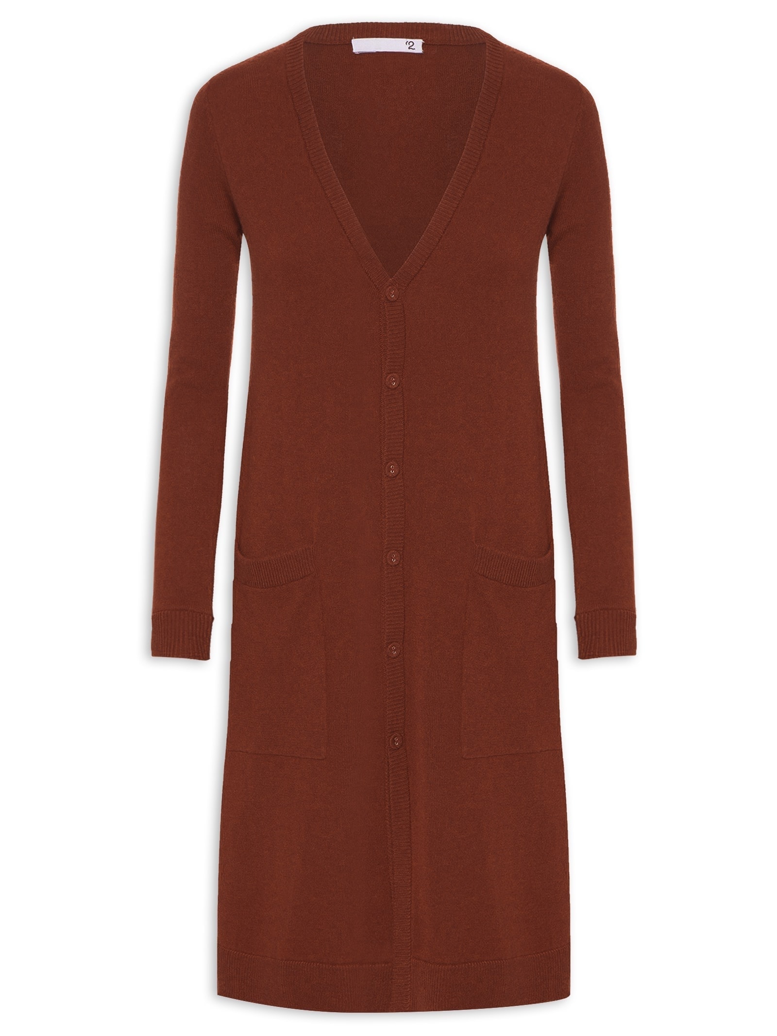 Cardigan Feminino Longo Puro Cashmere Terracota '2Essential
