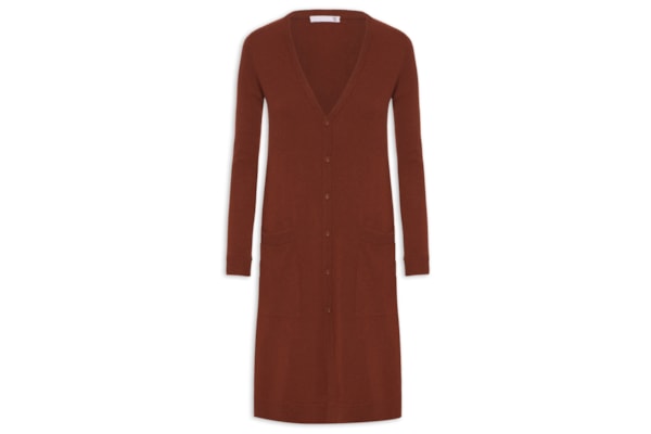 Cardigan Feminino Longo Puro Cashmere - Terracota