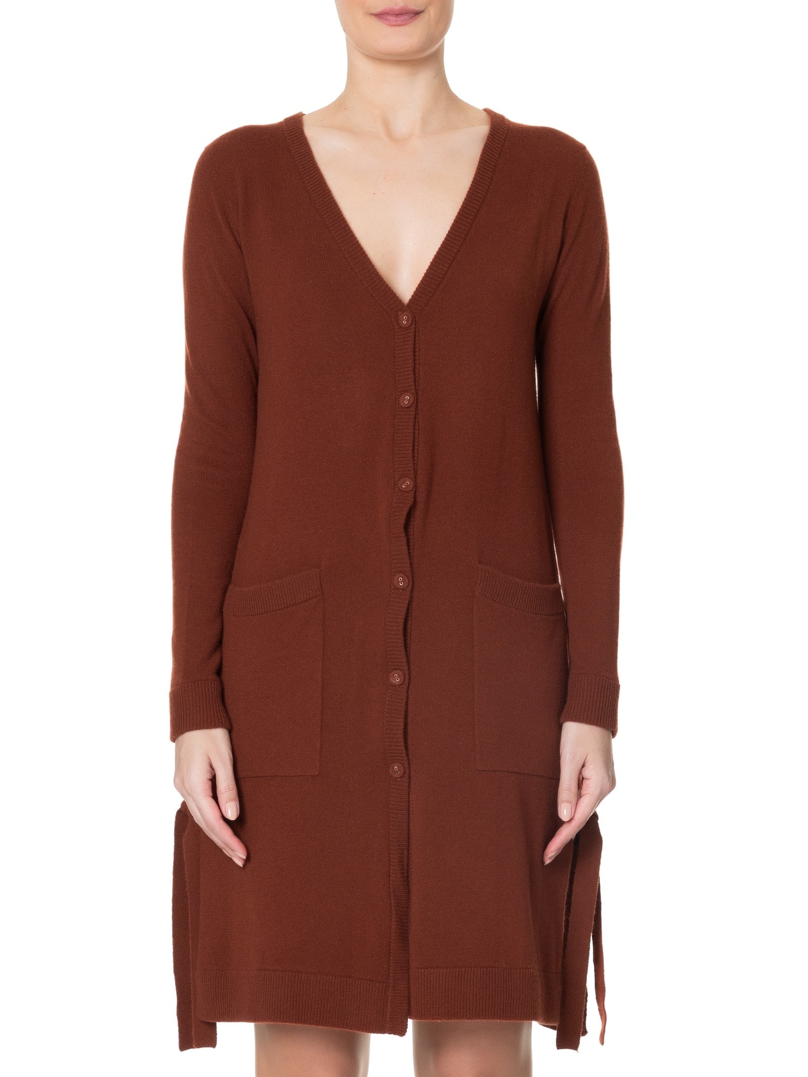Cardigan Feminino Longo Puro Cashmere Terracota '2Essential