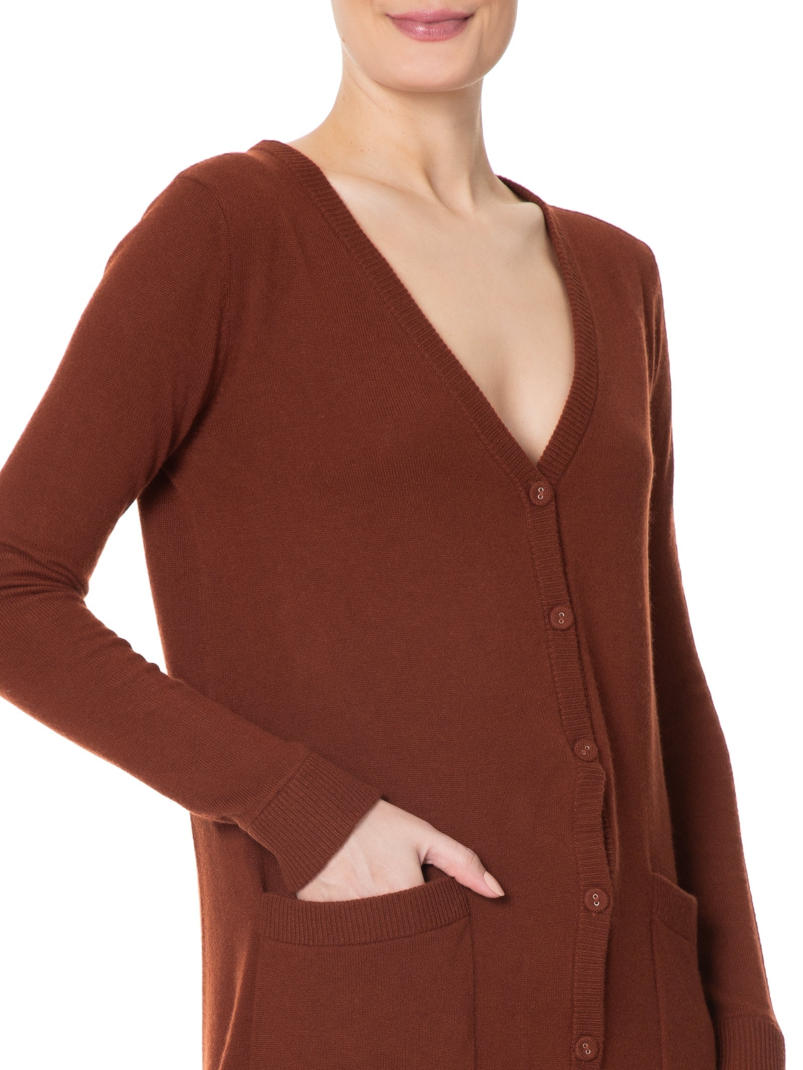 Cardigan Feminino Longo Puro Cashmere Terracota '2Essential