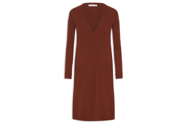 Cardigan Feminino Longo Puro Cashmere - Terracota