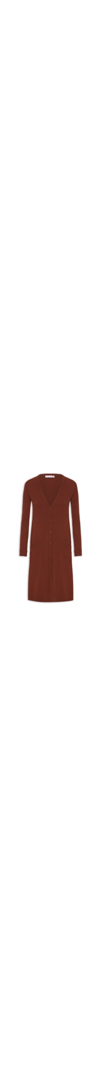 Cardigan Feminino Longo Puro Cashmere - Terracota