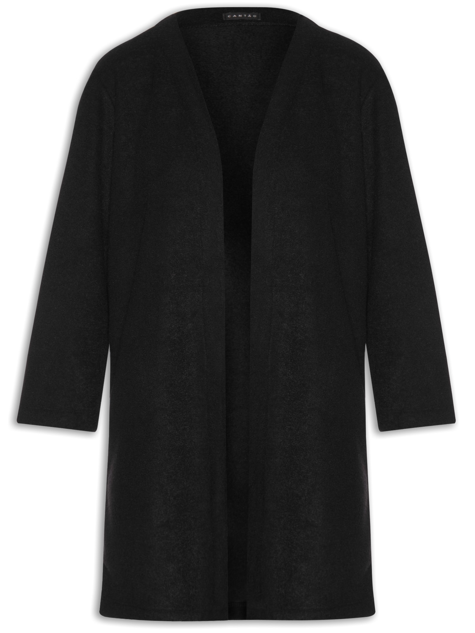 Cardigan Feminino Malha Boucle Preto Cantão