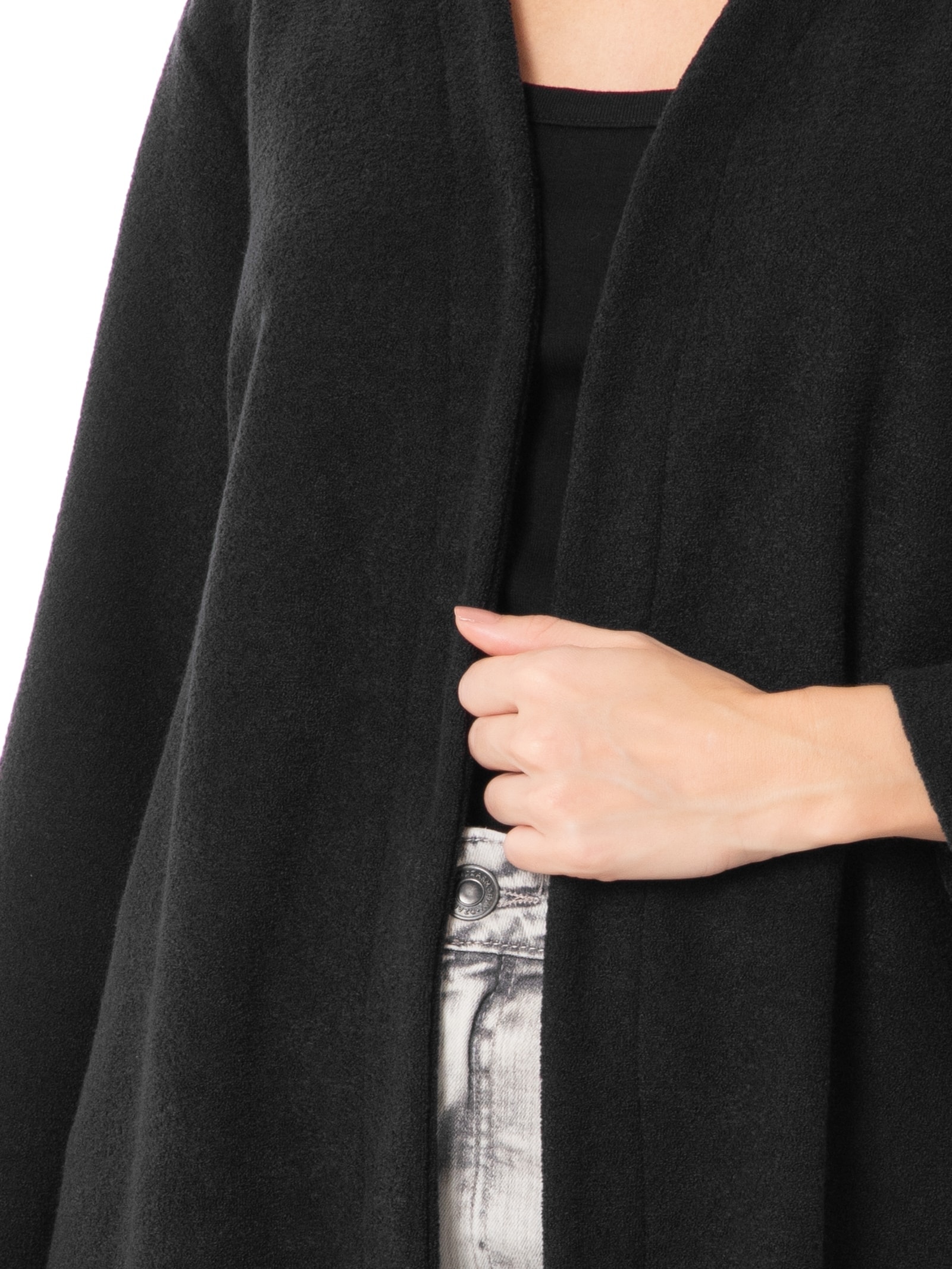 Cardigan Feminino Malha Boucle Preto Cantão