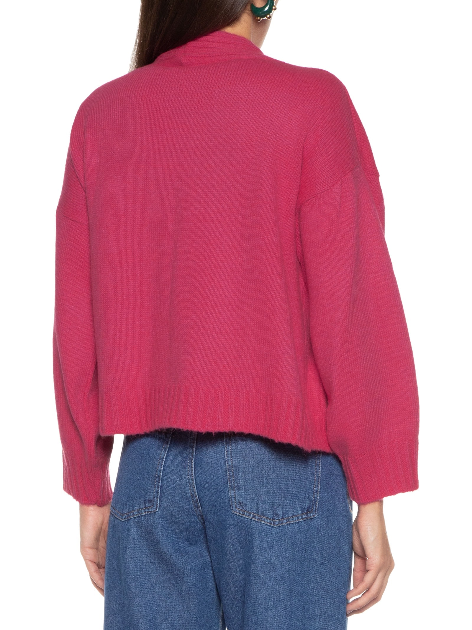 Cardigan Feminino Manga Bufante Rosa Cantão