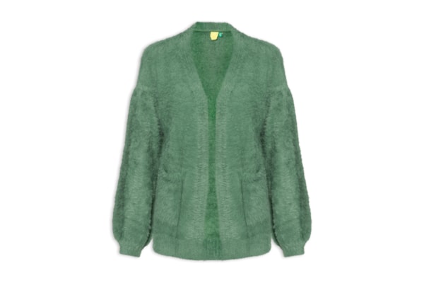 Cardigan Feminino Pelinho Com Bolso - Verde