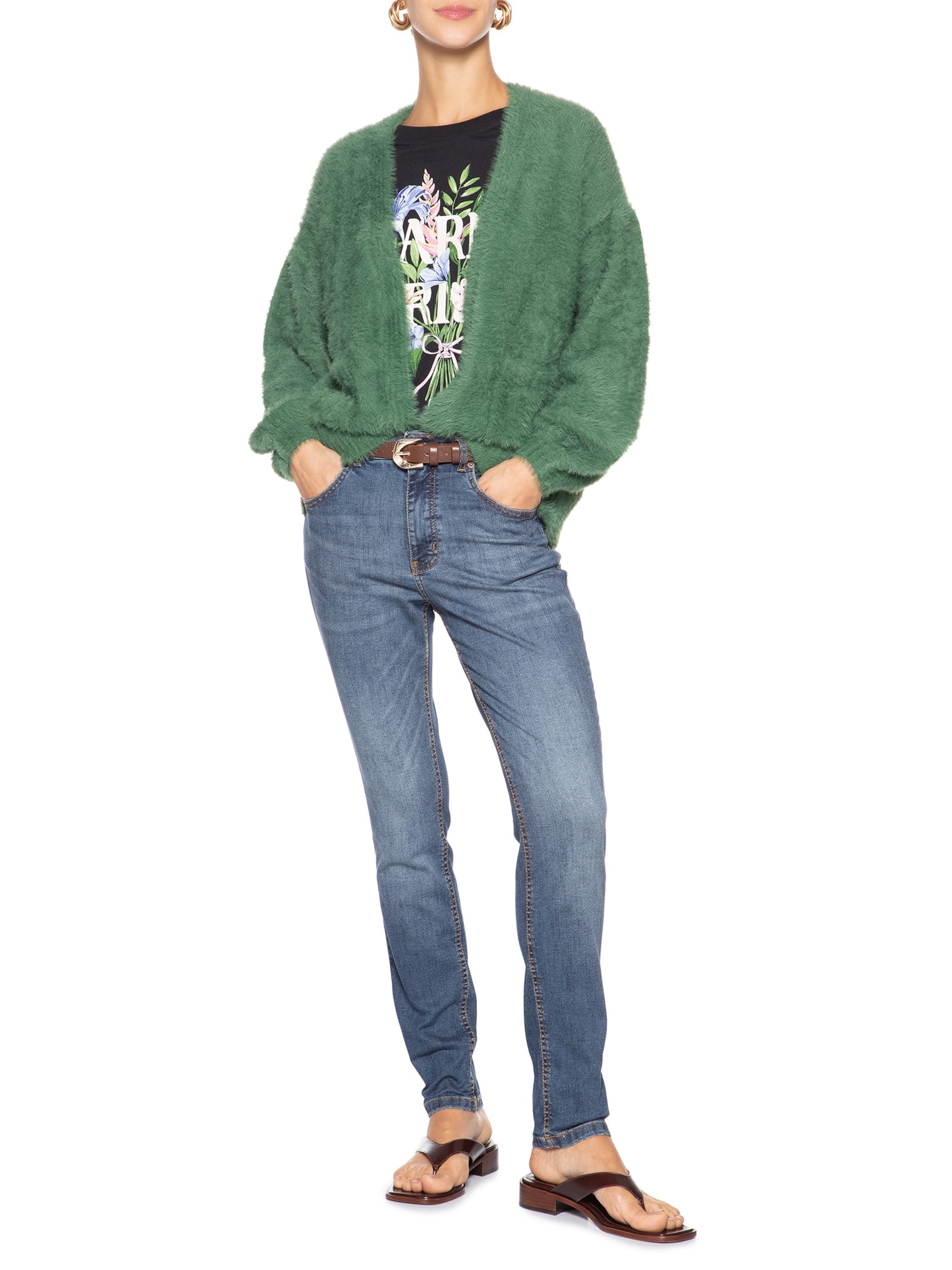 Cardigan Feminino Pelinho Com Bolso Verde Farm