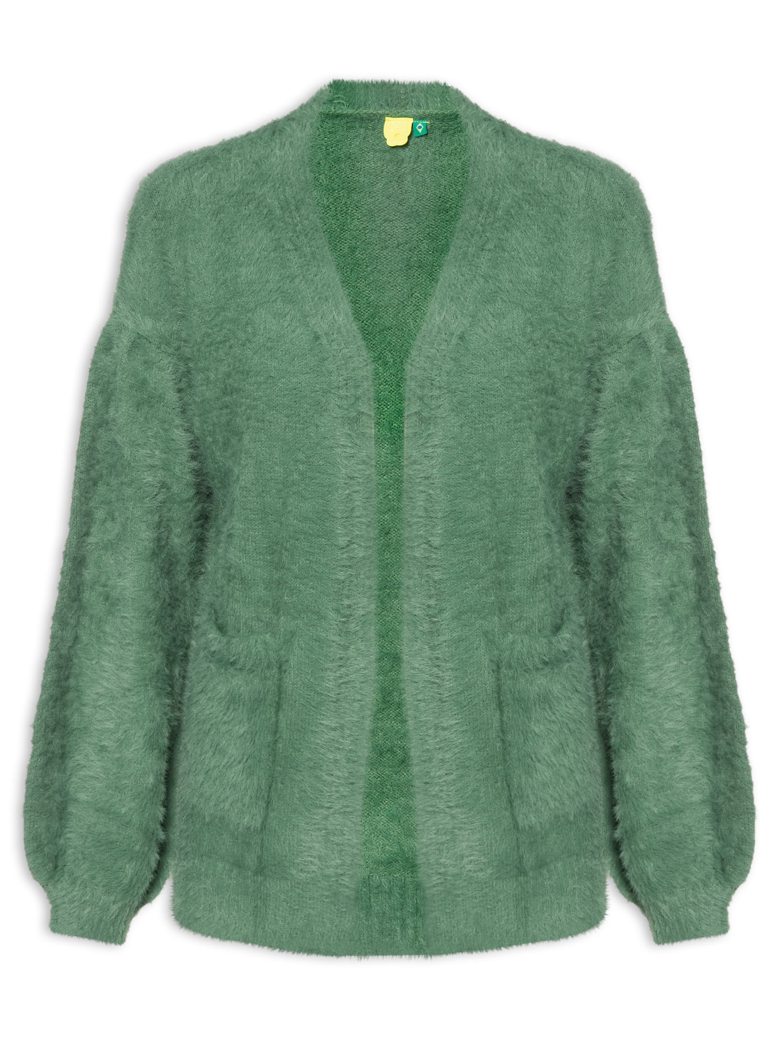 Cardigan Feminino Pelinho Com Bolso Verde Farm