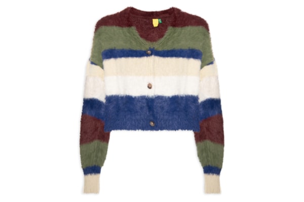 Cardigan Feminino Pelinho Tricot Listras - Verde