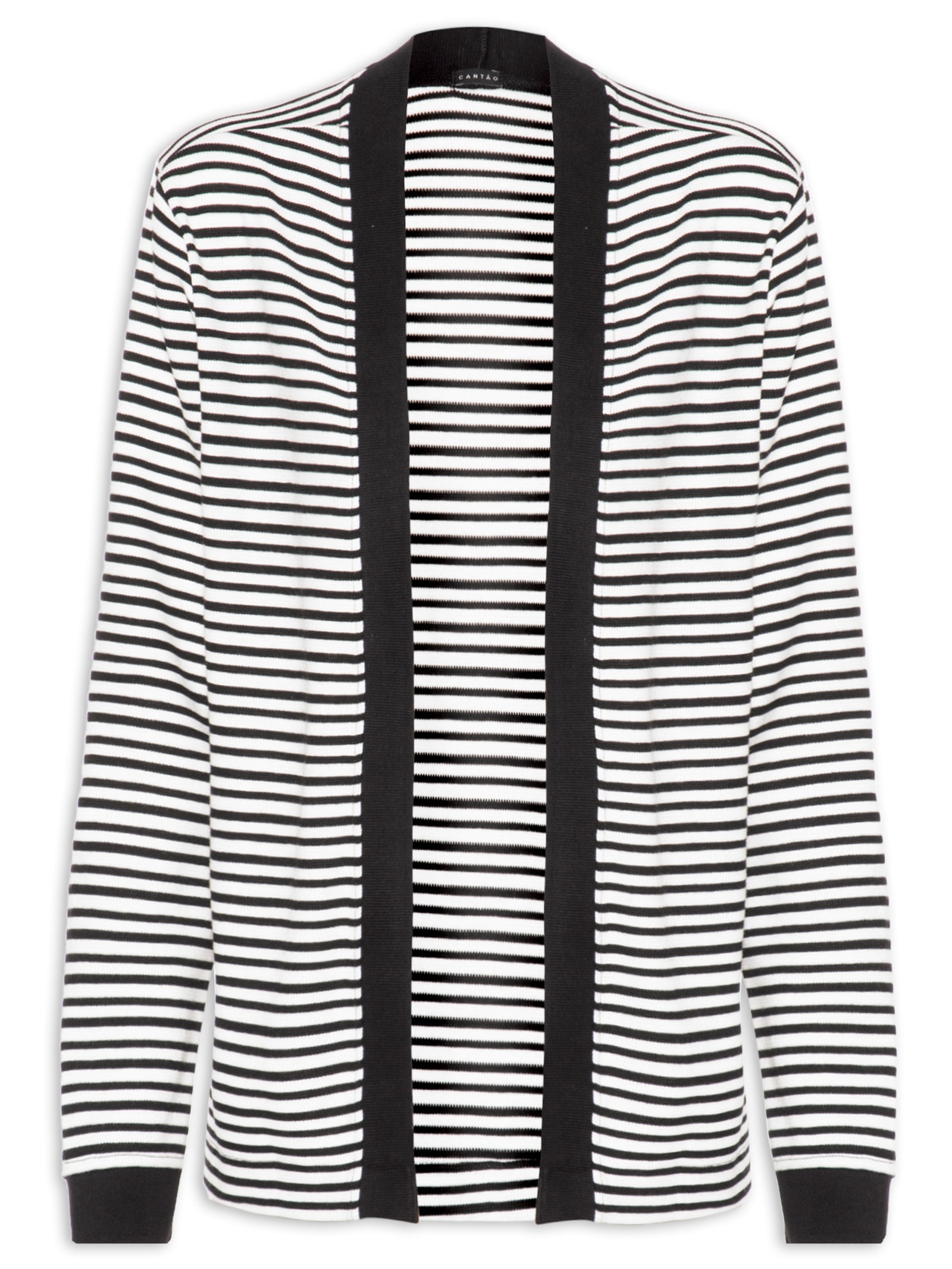 Cardigan Feminino Piquet Listras Preto Cantão