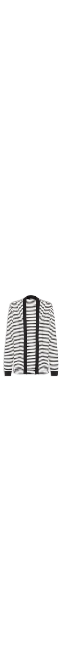 Cardigan Feminino Piquet Listras - Preto