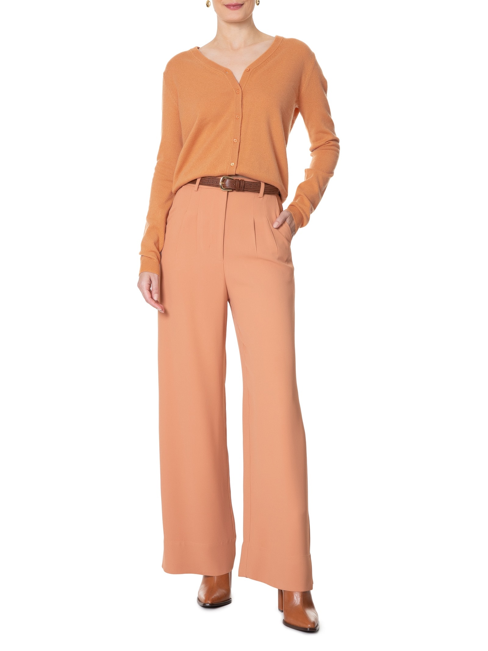 Cardigan Feminino Puro Cashmere Laranja '2Essential