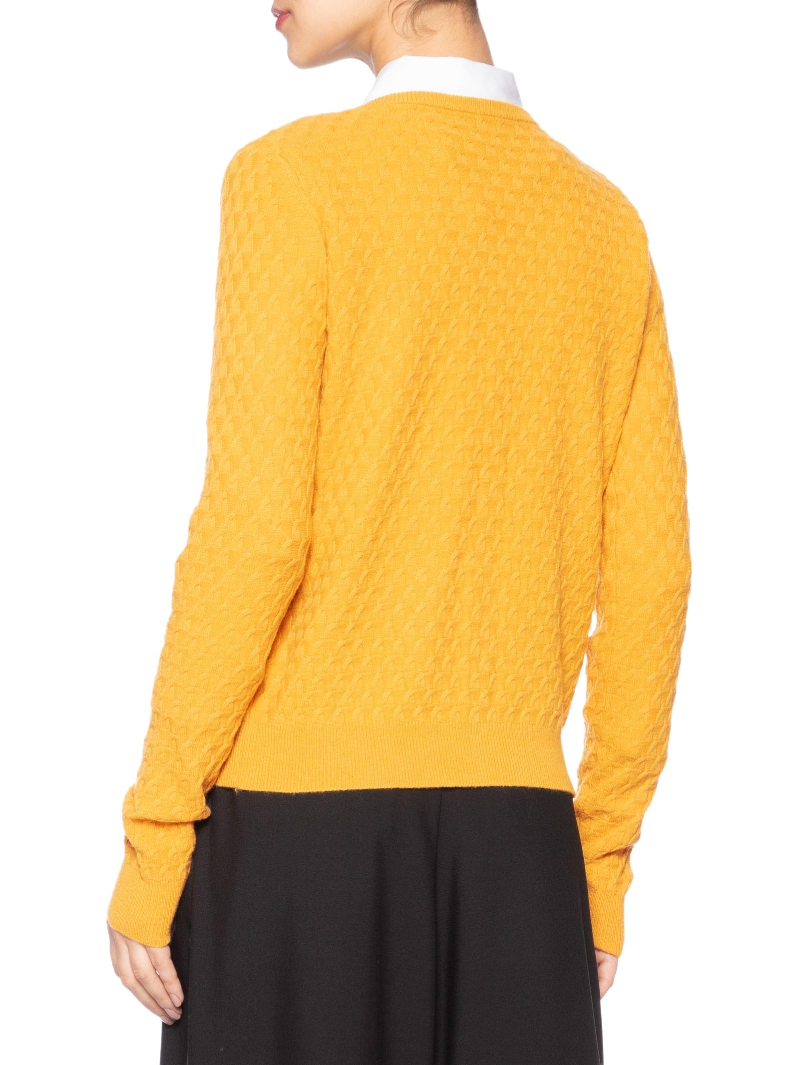 Cardigan Feminino Puro Cashmere Tranças Com Botões Amarelo '2Essential