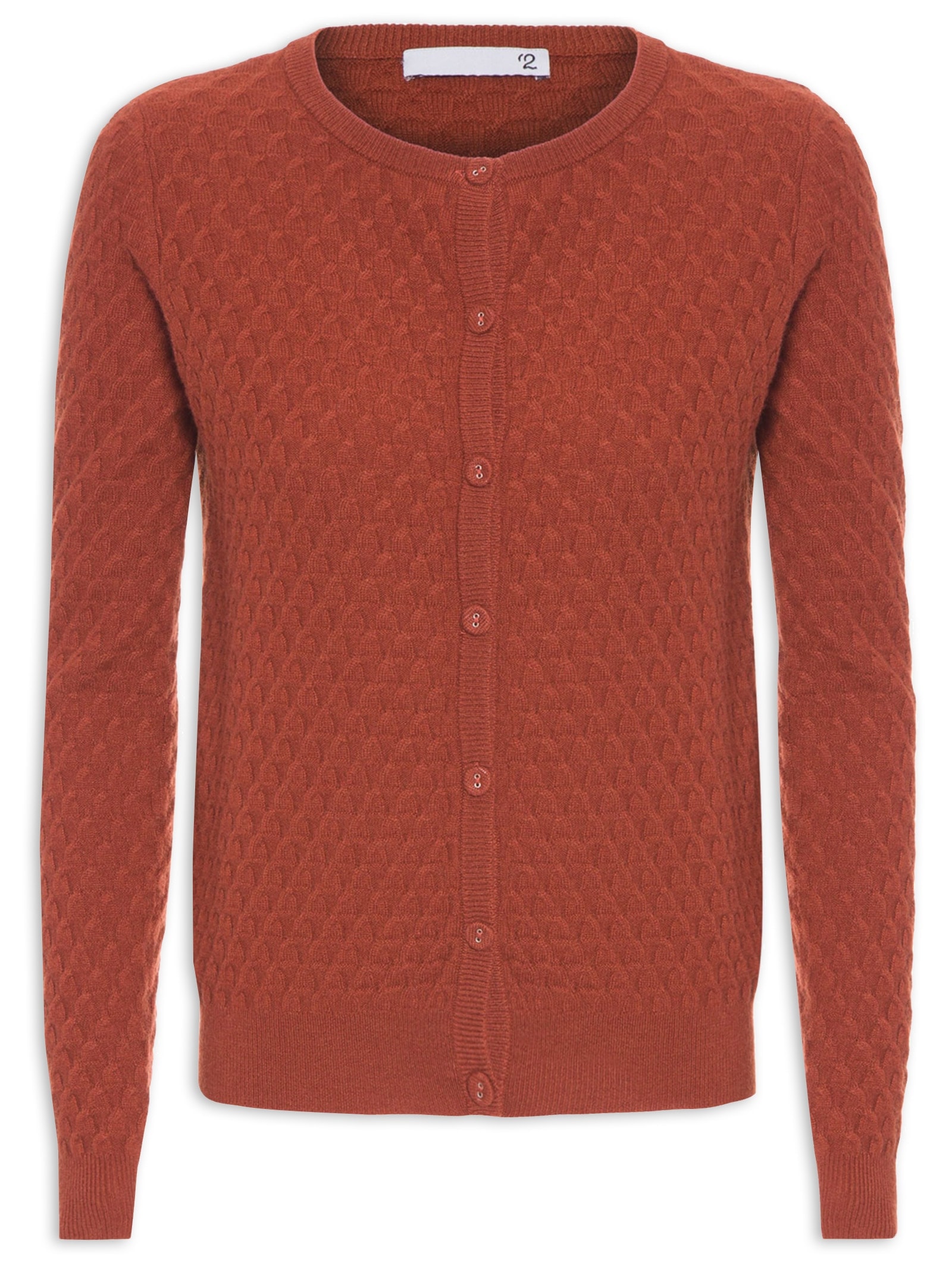 Cardigan Feminino Puro Cashmere Tranças Com Botões Marrom '2Essential