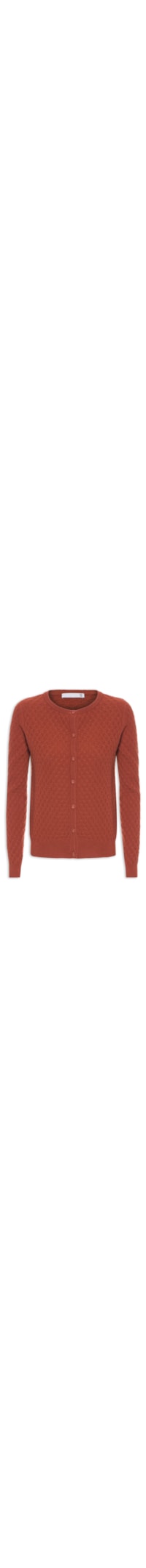 Cardigan Feminino Puro Cashmere Tranças Com Botões - Marrom