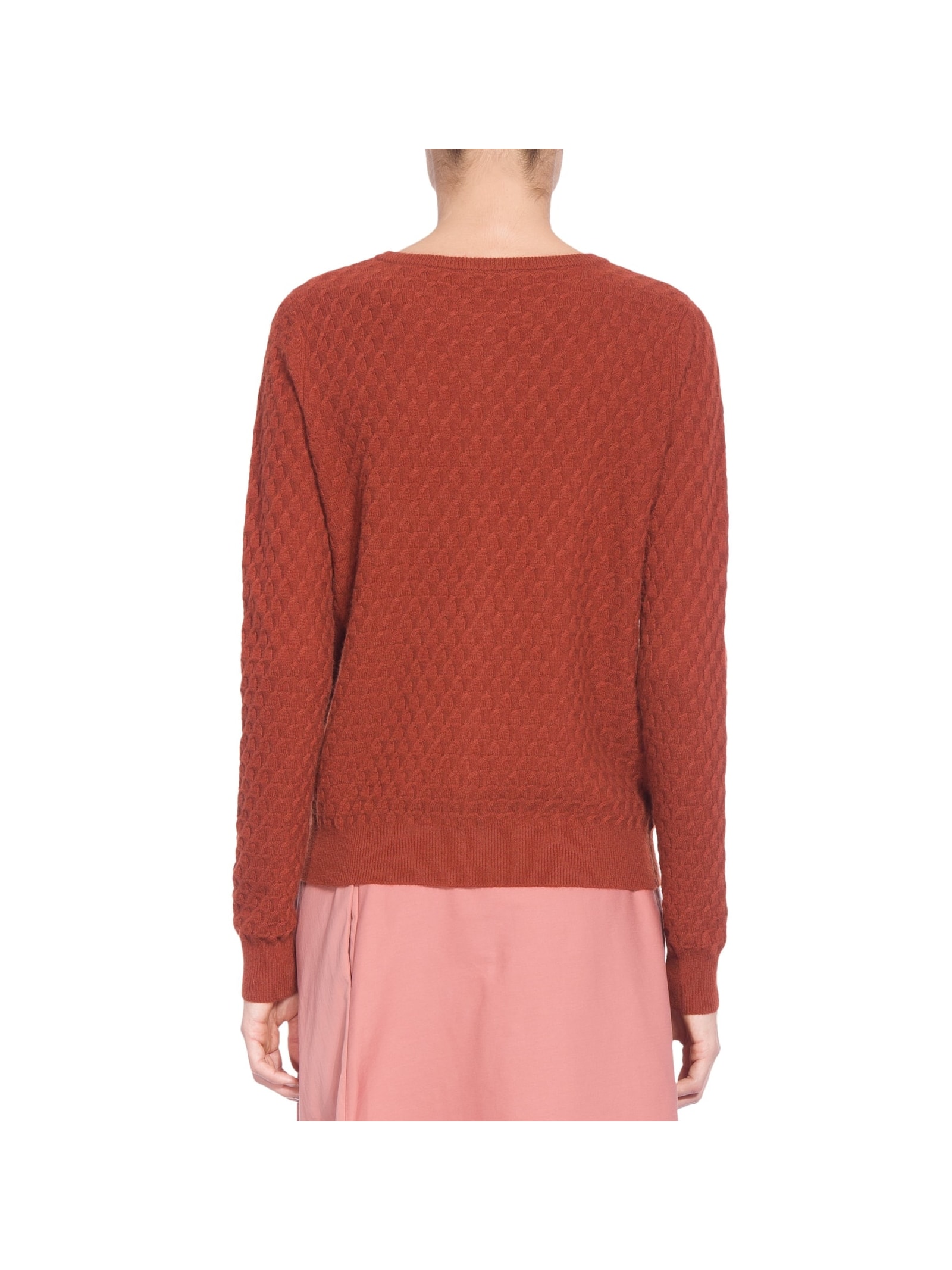Cardigan Feminino Puro Cashmere Tranças Com Botões Marrom '2Essential