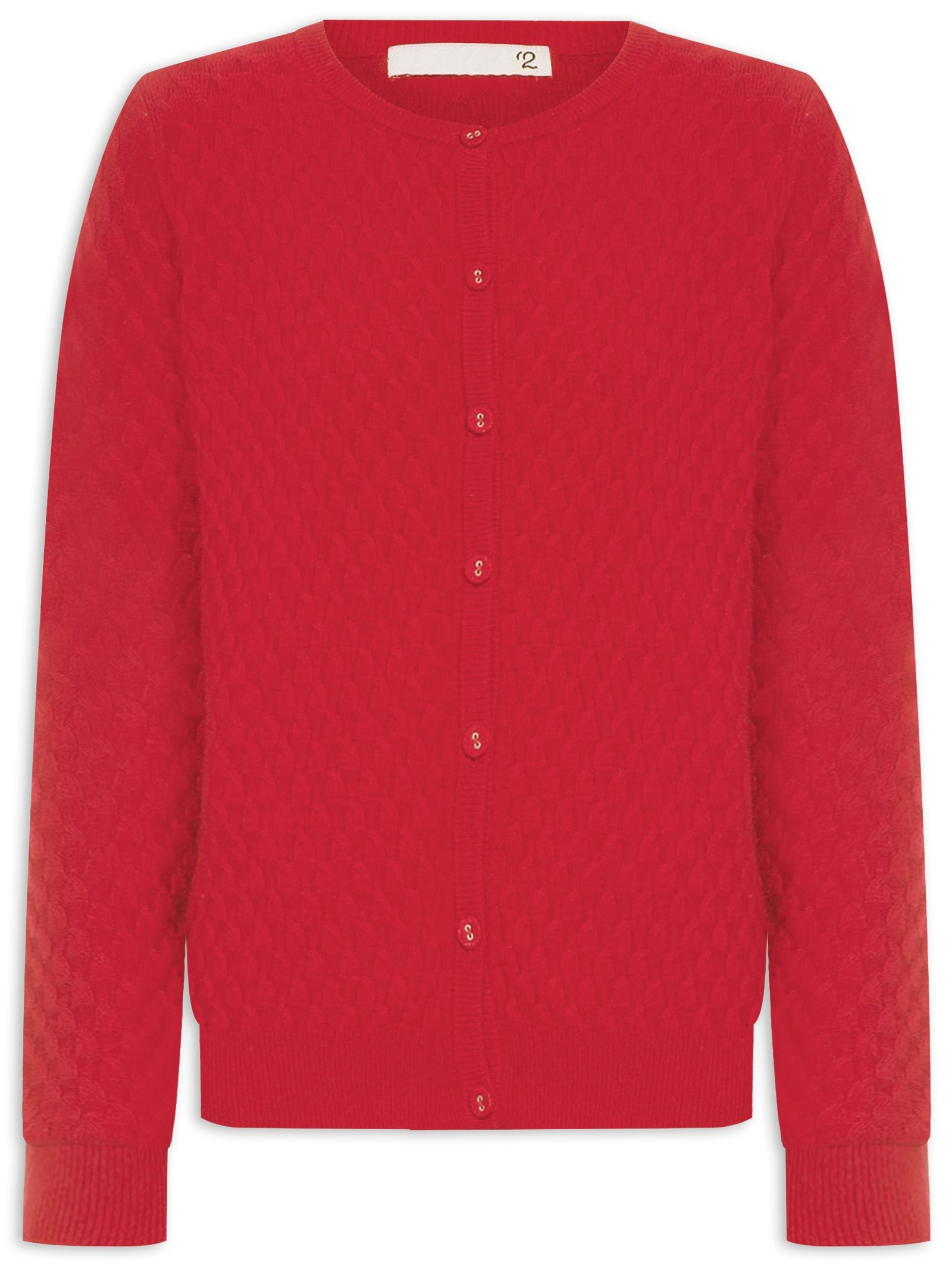 Cardigan Feminino Puro Cashmere Tranças Com Botões Vermelho '2Essential