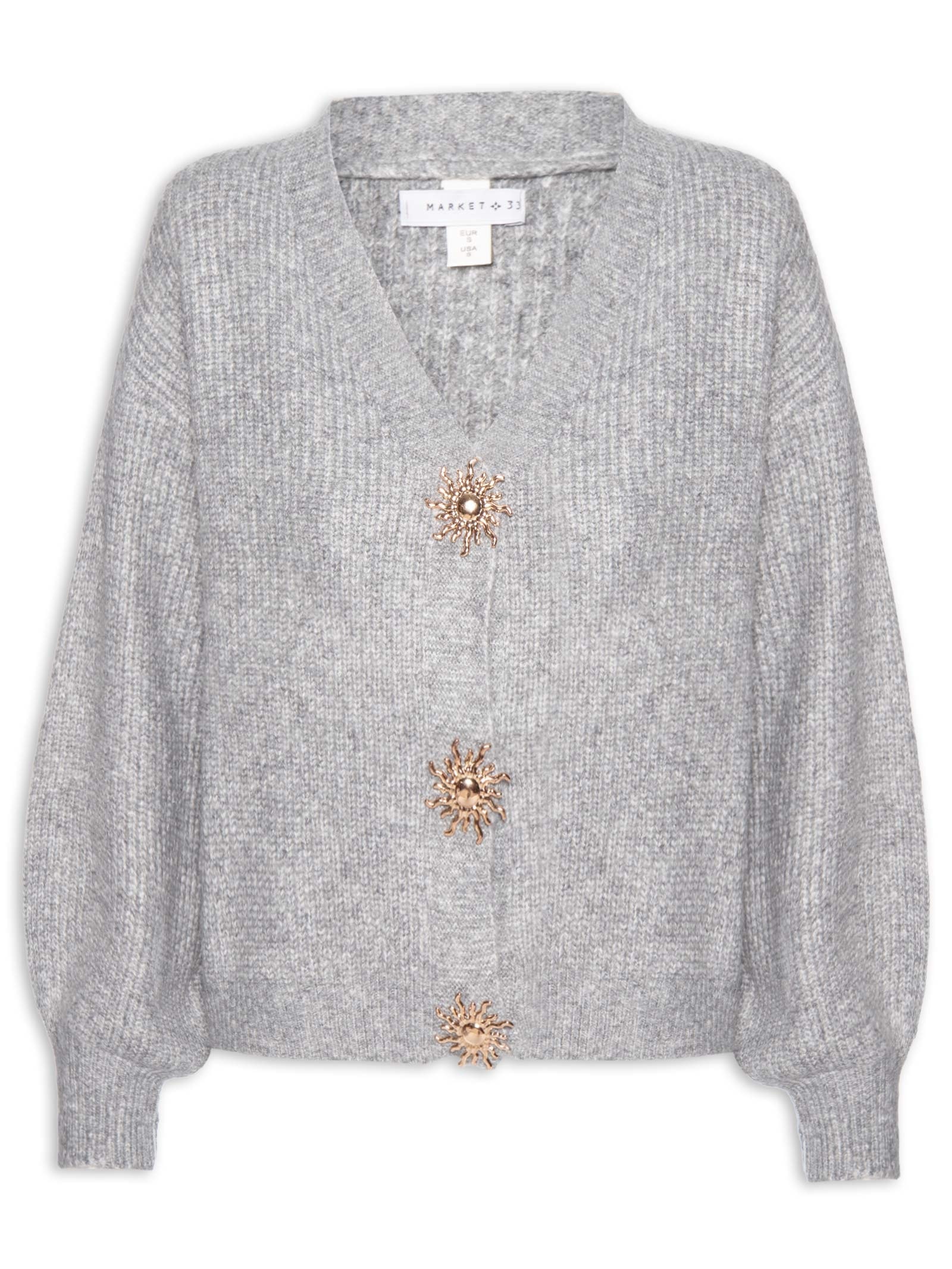 Cardigan Feminino Solar Em Tricot  – Cinza Market 33