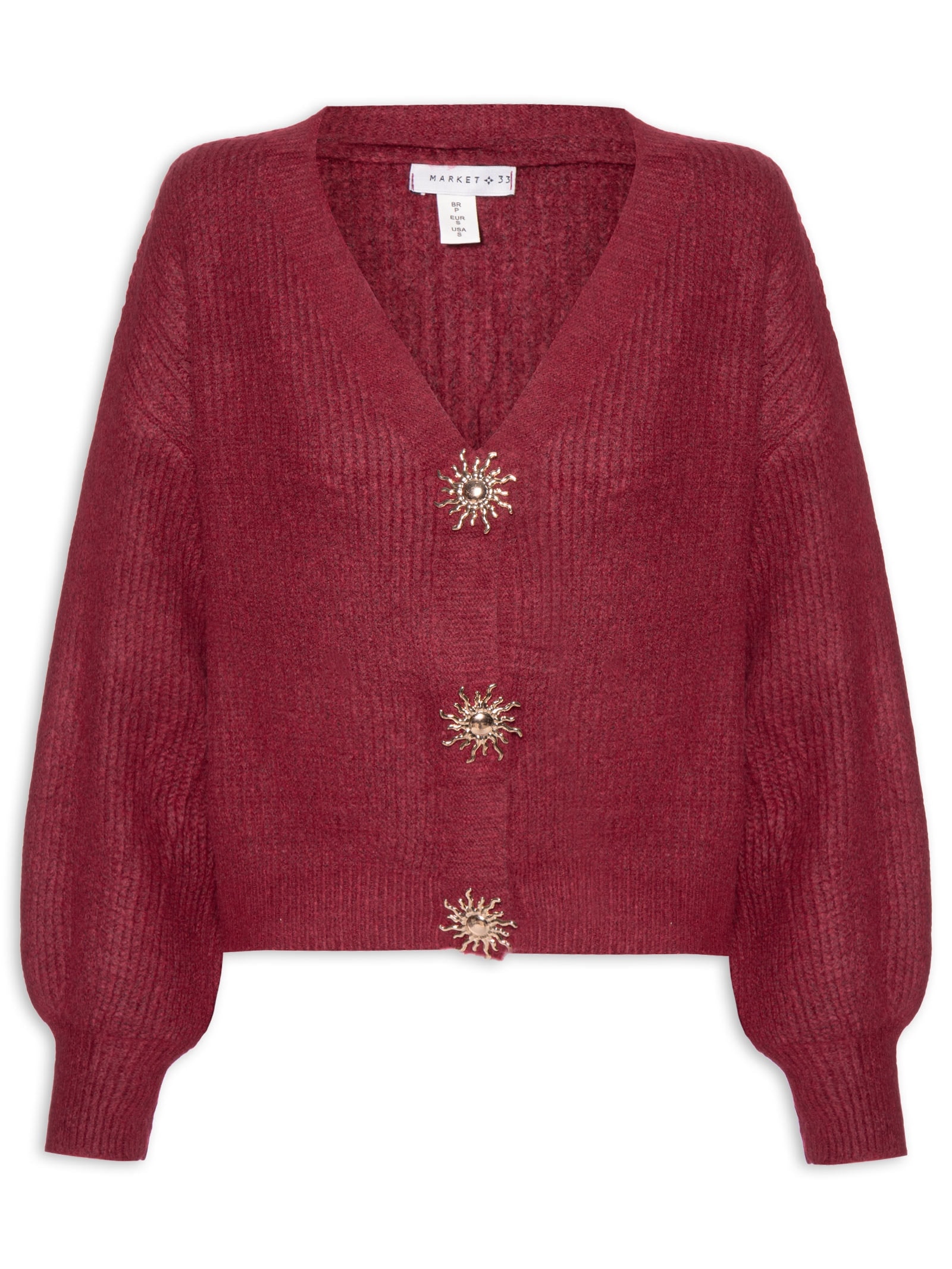 Cardigan Feminino Solar Em Tricot  – Vermelho Market 33