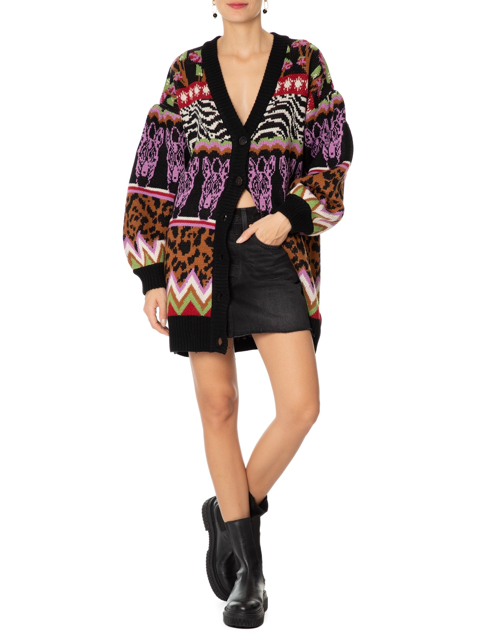 Cardigan Feminino Tricot Ainika Serlvática - Farm - Preto