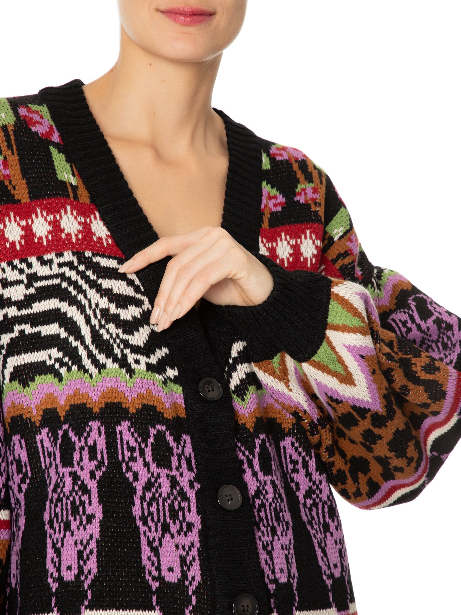 ムーミン 新品fashiru wool fairisle cardigan ムーミン 前立てがご自慢 さらさら軽い 短め丈カーディガン｜シロップ