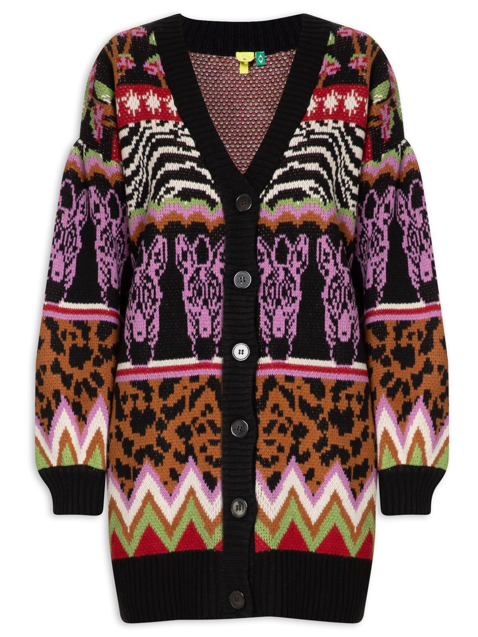 Cardigan Feminino Tricot Ainika Serlvática - Farm - Preto