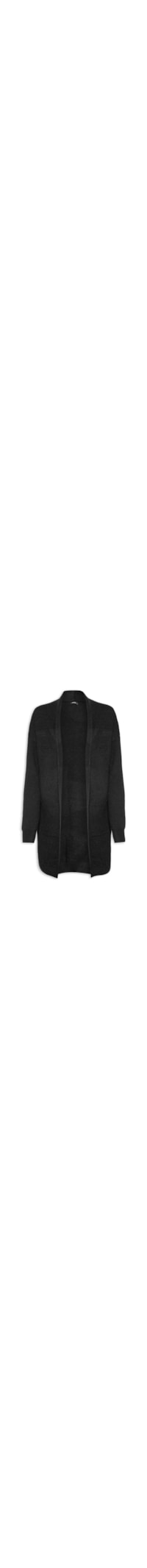 Cardigan Feminino Tricot Alongado Com Bolsos - Preto