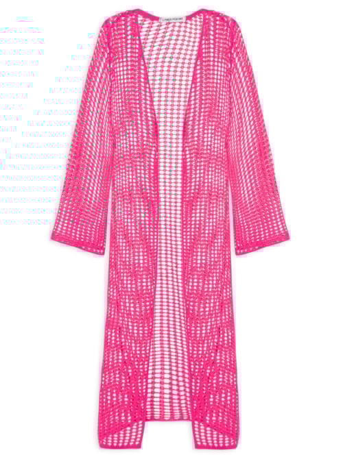 Cardigan Feminino Tricot Alongado – Rosa