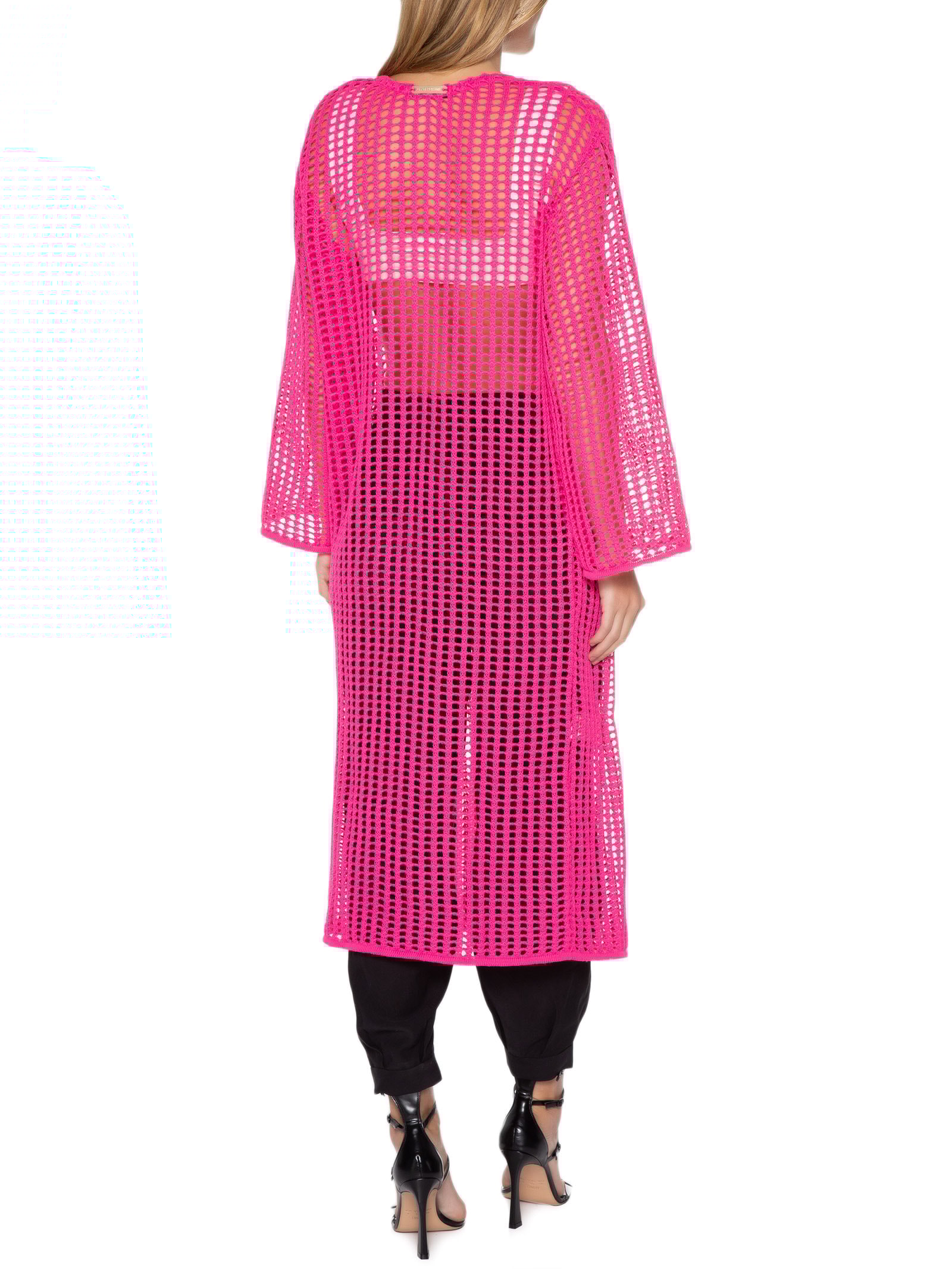 Cardigan Feminino Tricot Alongado Rosa Lança Perfume