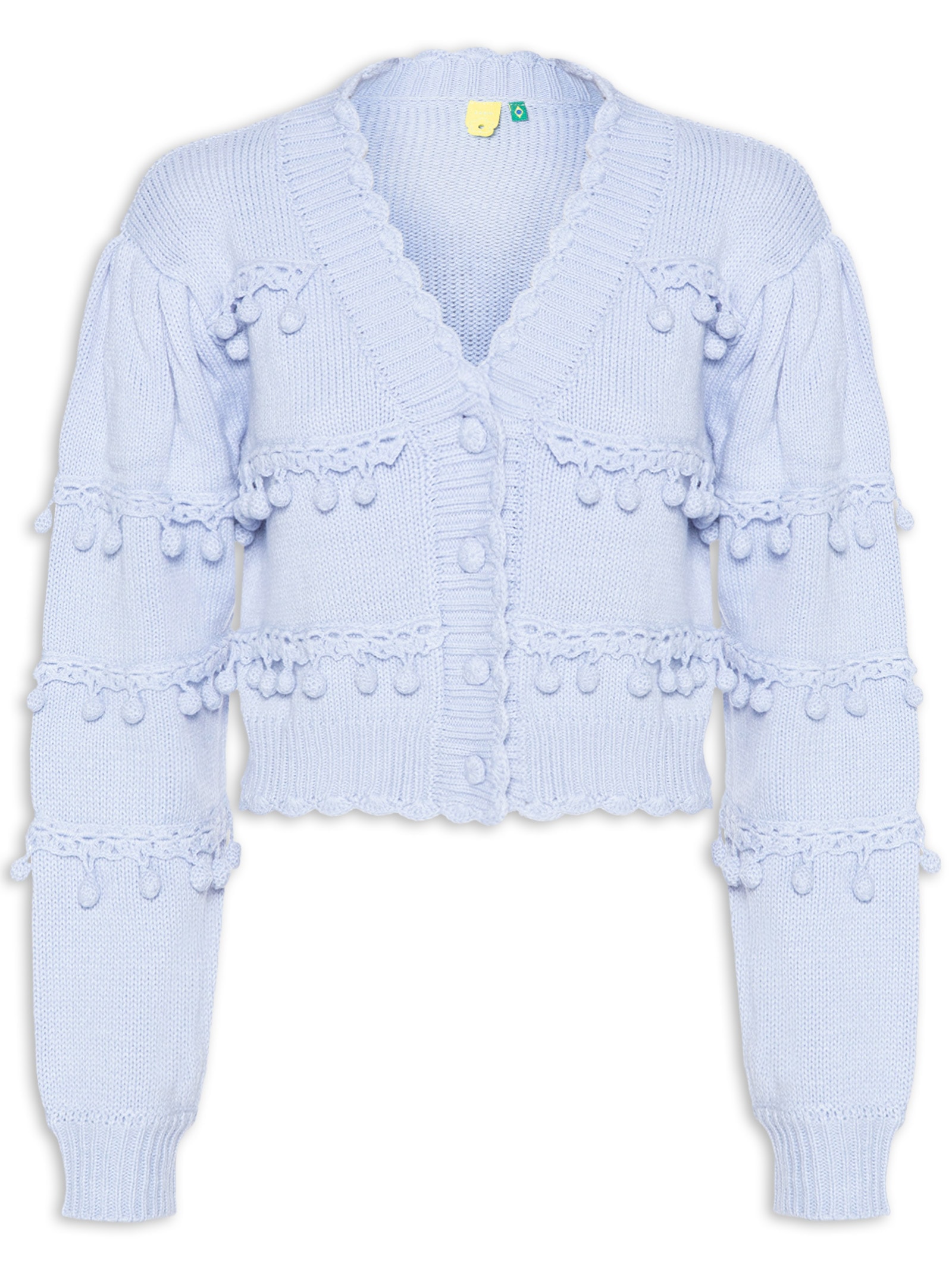 Cardigan Feminino Tricot Artesanal Azul Farm