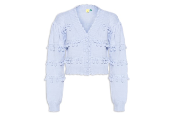 Cardigan Feminino Tricot Artesanal - Azul