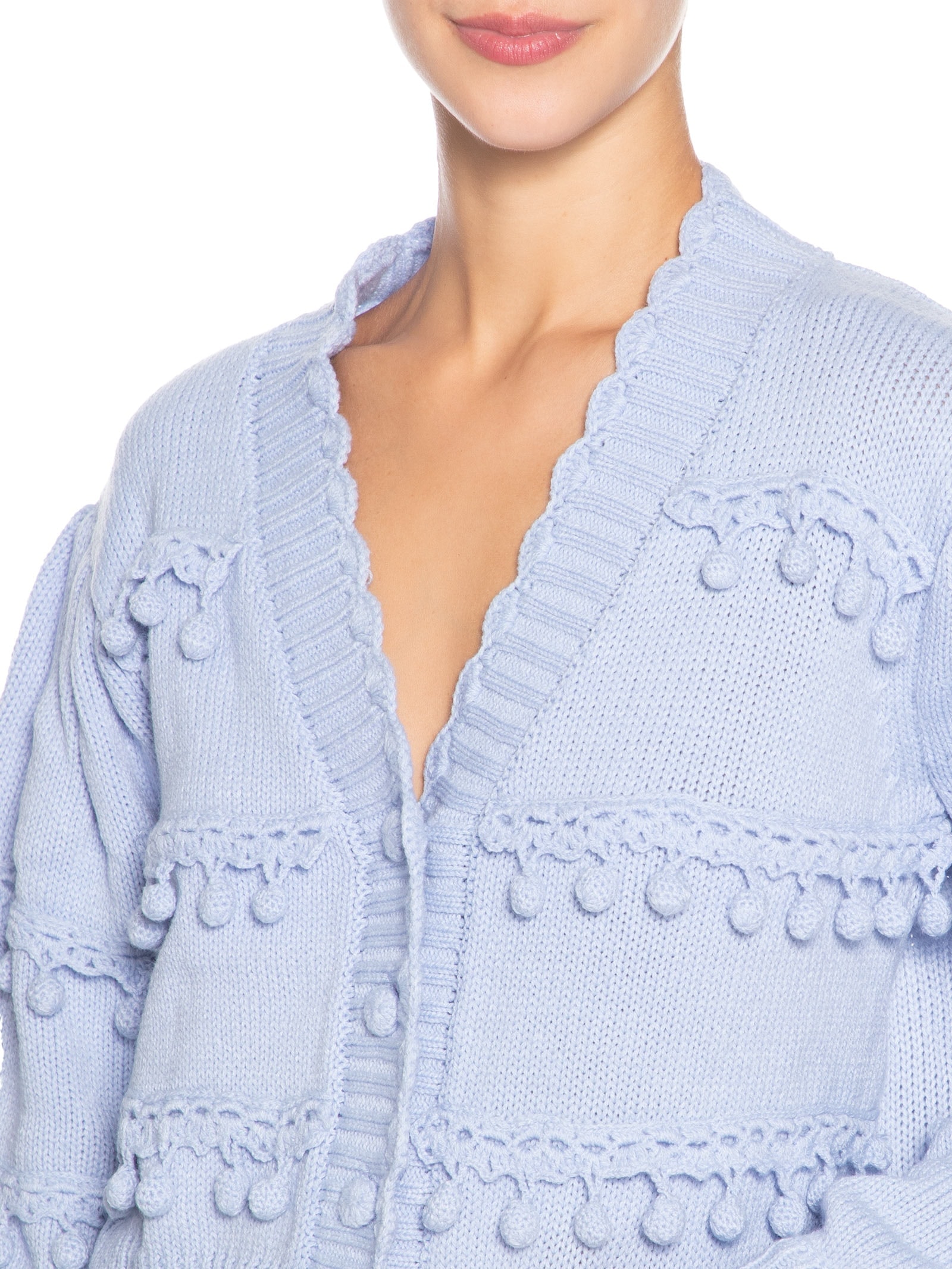 Cardigan Feminino Tricot Artesanal Azul Farm
