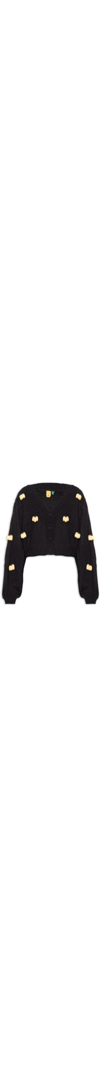 Cardigan Feminino Tricot Artesanal Banana - Preto
