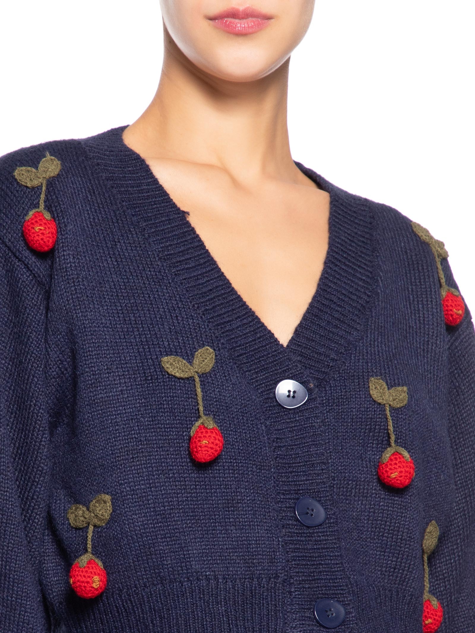 Cardigan Feminino Tricot Artesanal Morango – Azul Farm