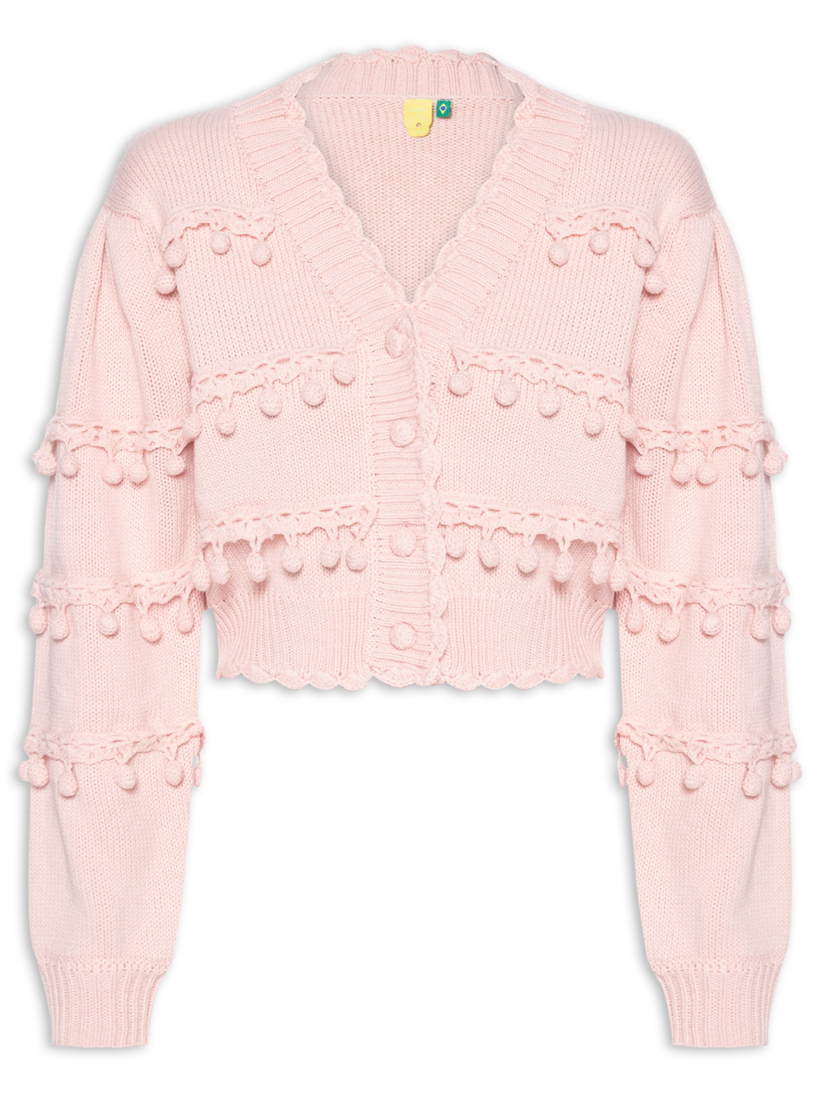Cardigan Feminino Tricot Artesanal Rosa Farm