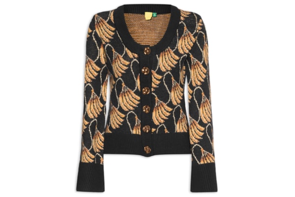 Cardigan Feminino Tricot Banana Tassel - Preto