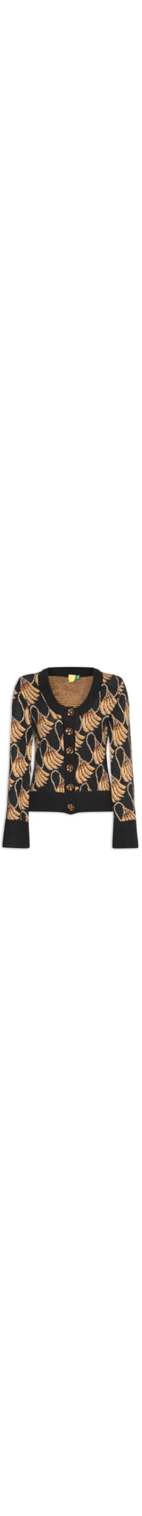 Cardigan Feminino Tricot Banana Tassel - Preto