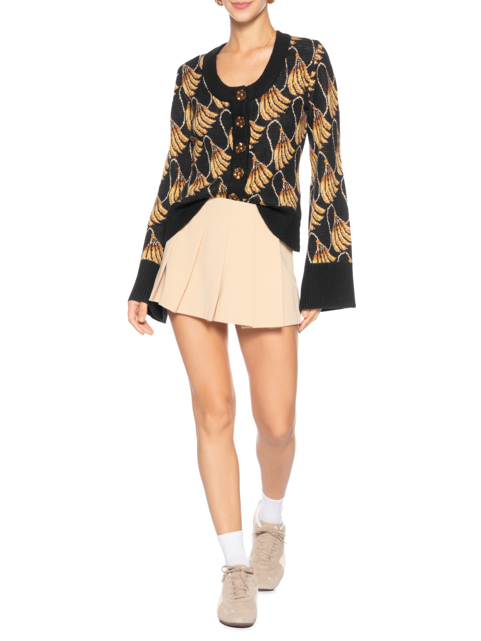 Cardigan Feminino Tricot Banana Tassel Preto Farm