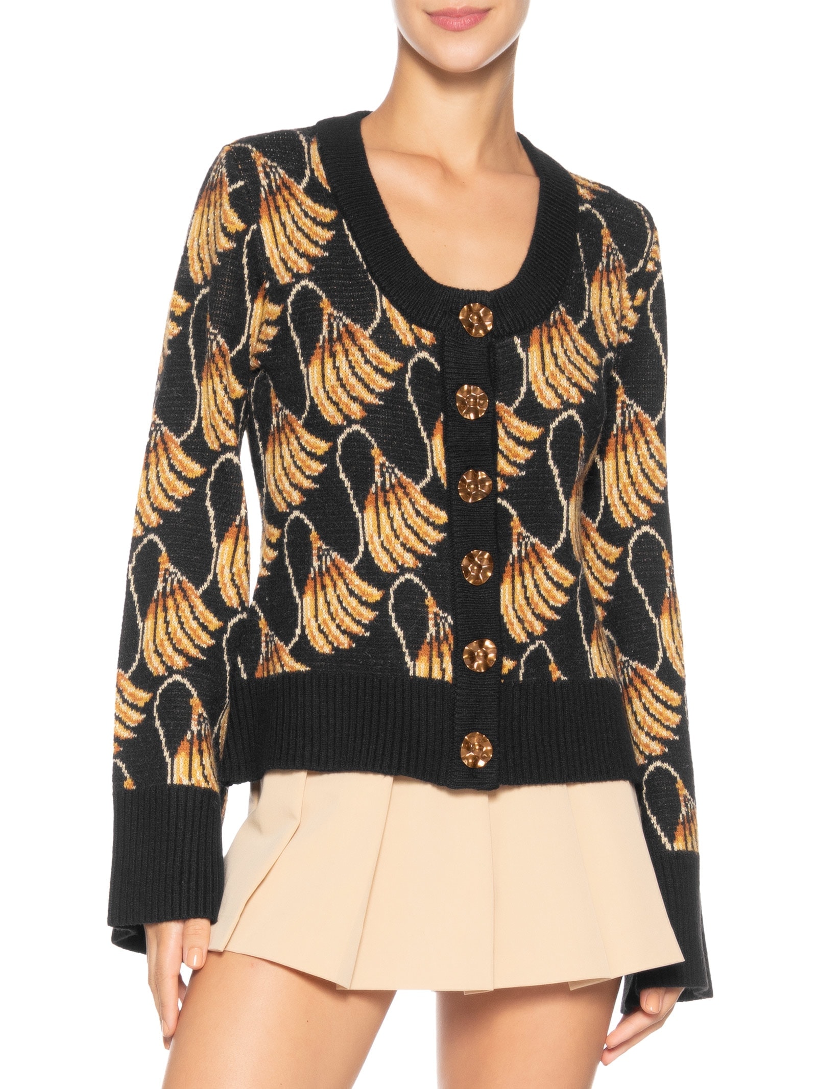 Cardigan Feminino Tricot Banana Tassel Preto Farm