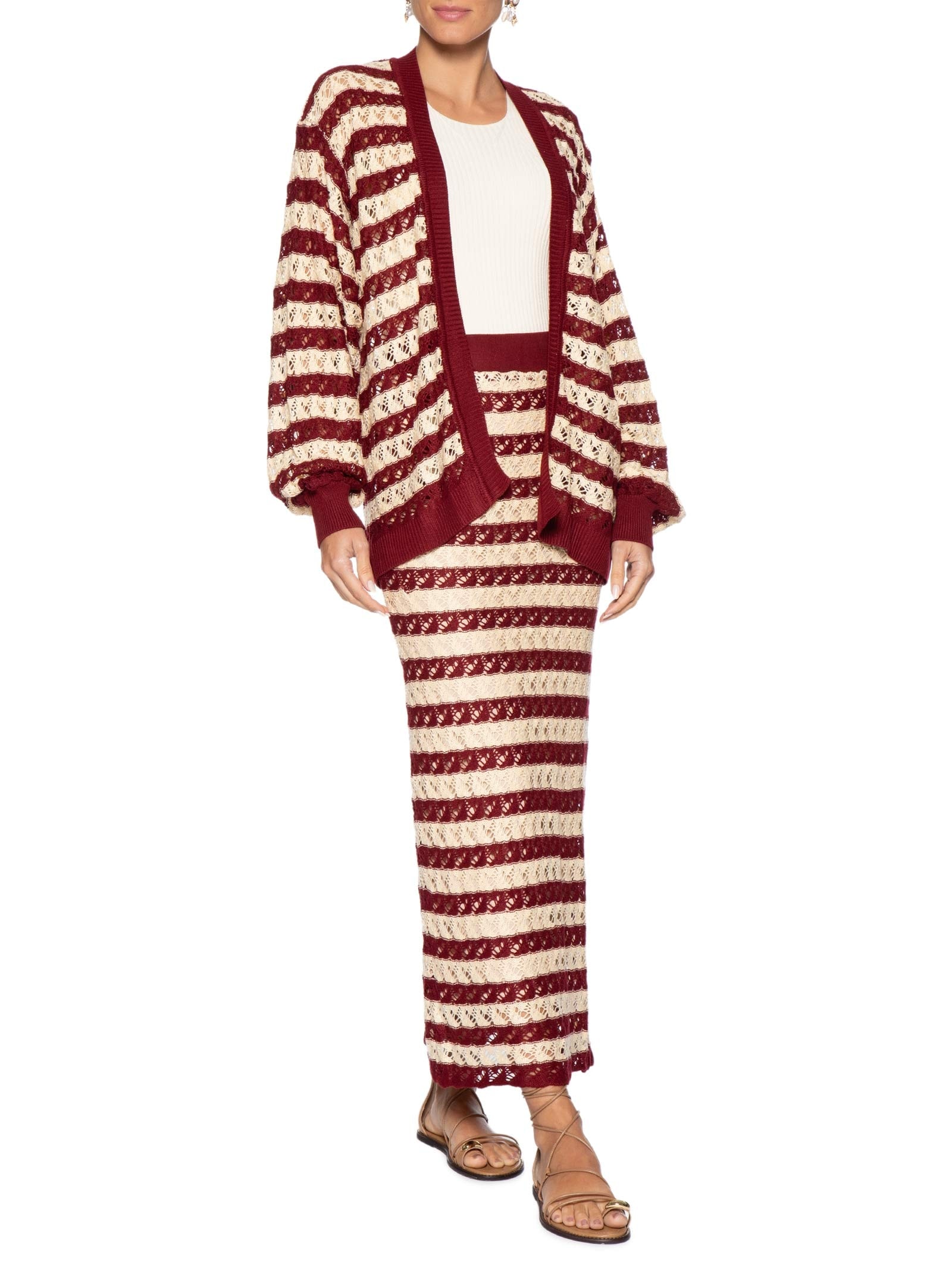 Cardigan Feminino Tricot Bicolor – Vermelho Dress To