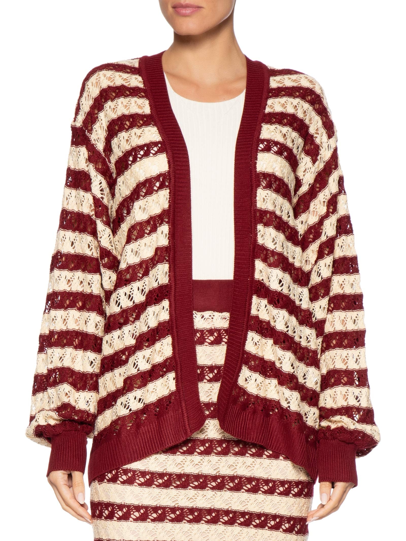 Cardigan Feminino Tricot Bicolor – Vermelho Dress To