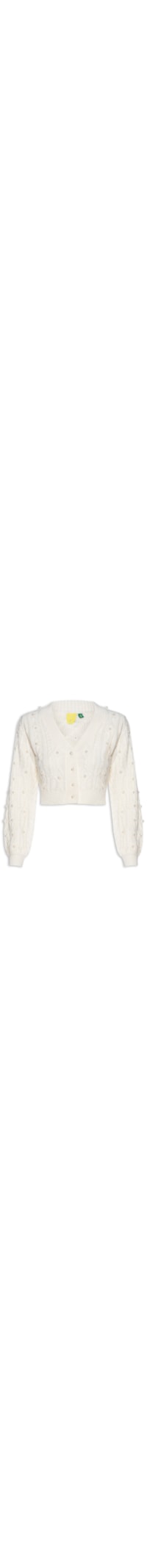 Cardigan Feminino Tricot Bordado Pérola - Off White