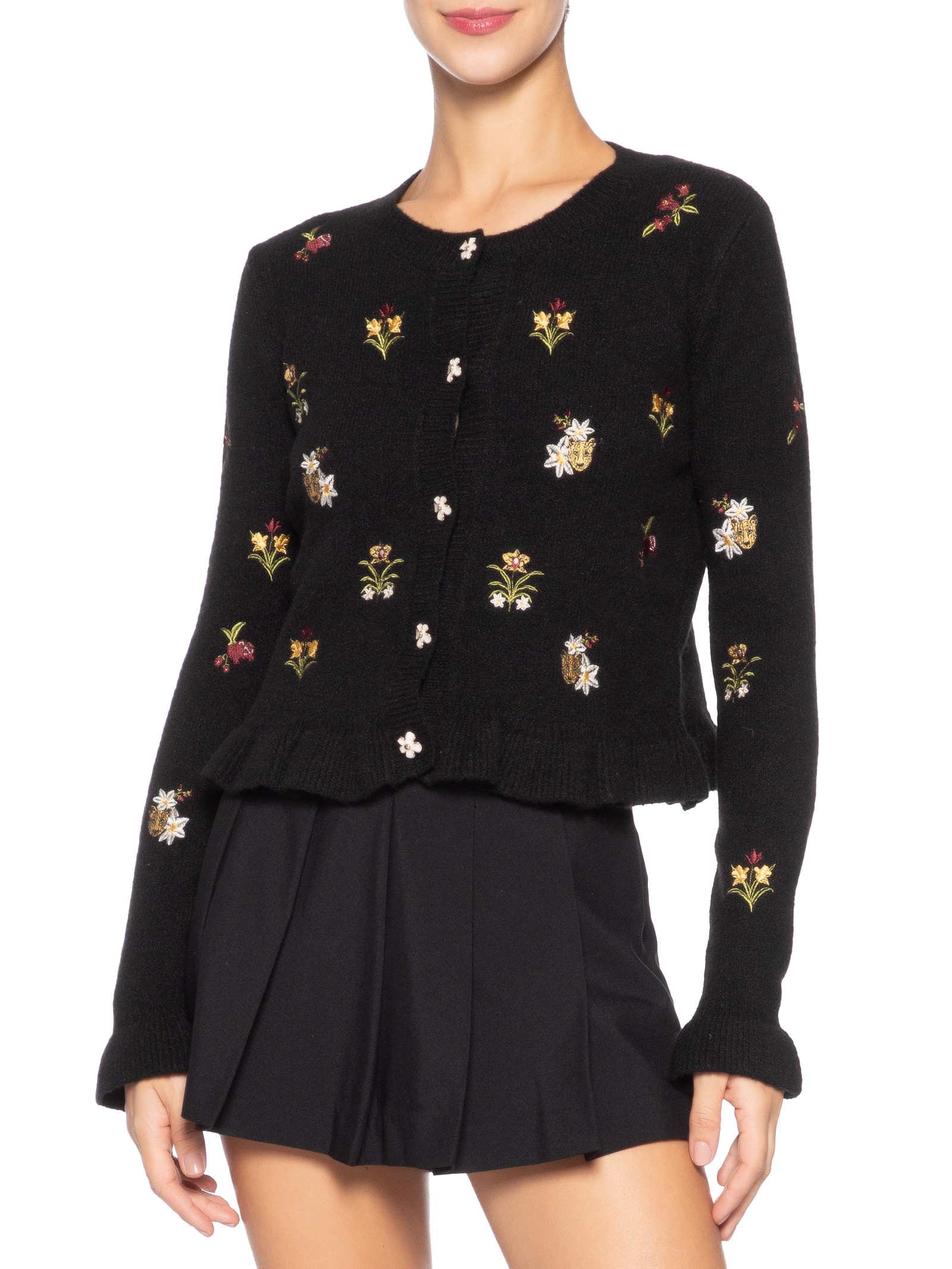 Cardigan Feminino Tricot Bordado Selva da Noite – Preto Farm