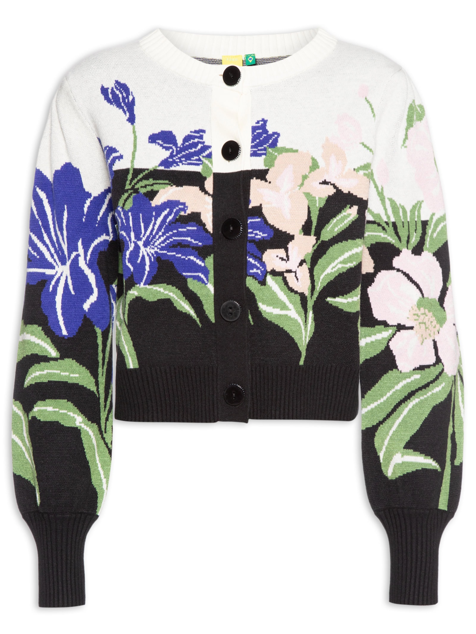 Cardigan Feminino Tricot Céu De Flor Preto Farm