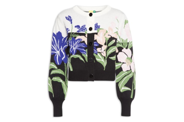 Cardigan Feminino Tricot Céu De Flor - Preto