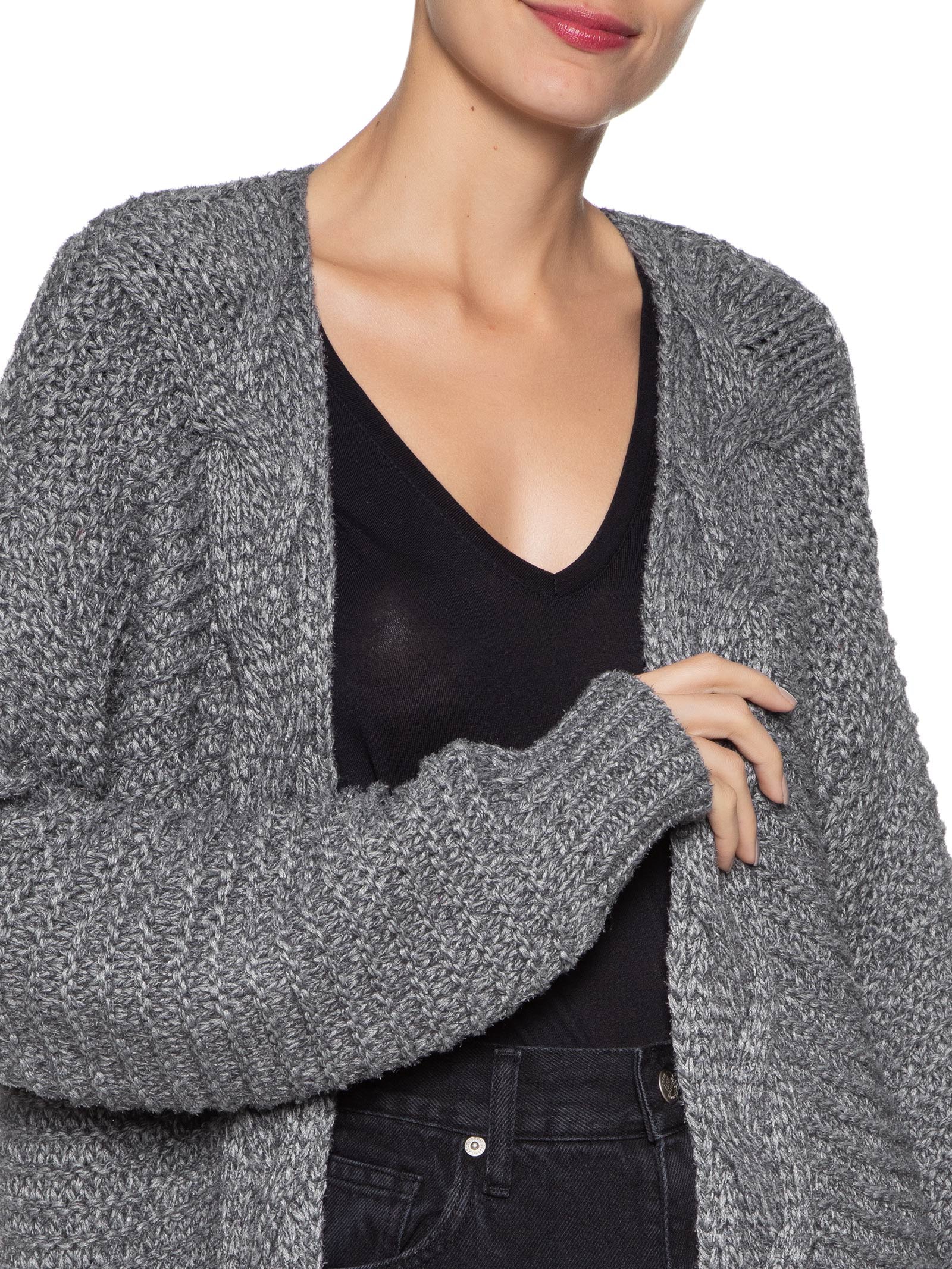 Cardigan Feminino Tricot - Market 33 - Cinza