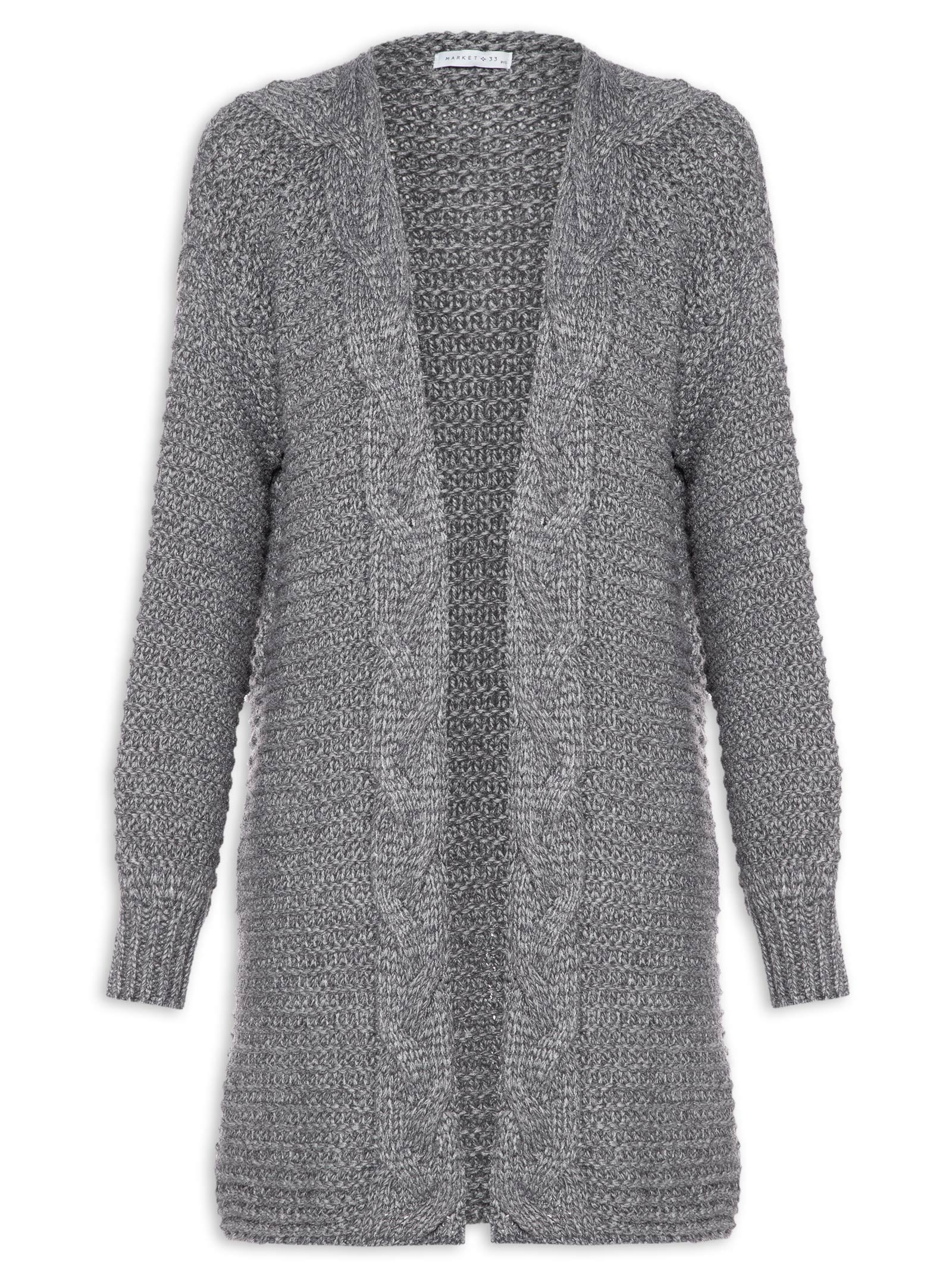 Cardigan Feminino Tricot - Cinza - OQVestir