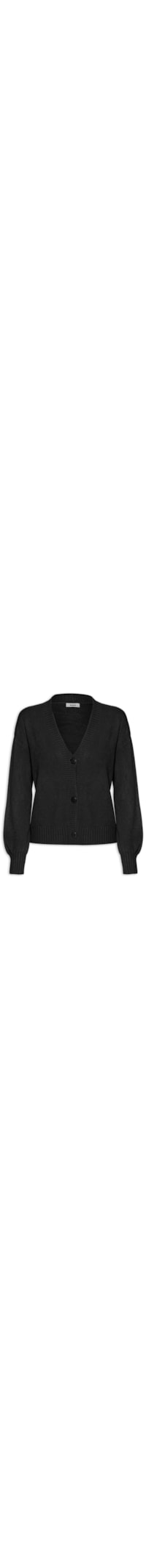 Cardigan Feminino Tricot Com Botões - Preto